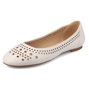 NiB Journee Women Kamrah Comfort Sole Cutout Flats Bone Size 6.5 M $80 RY1293